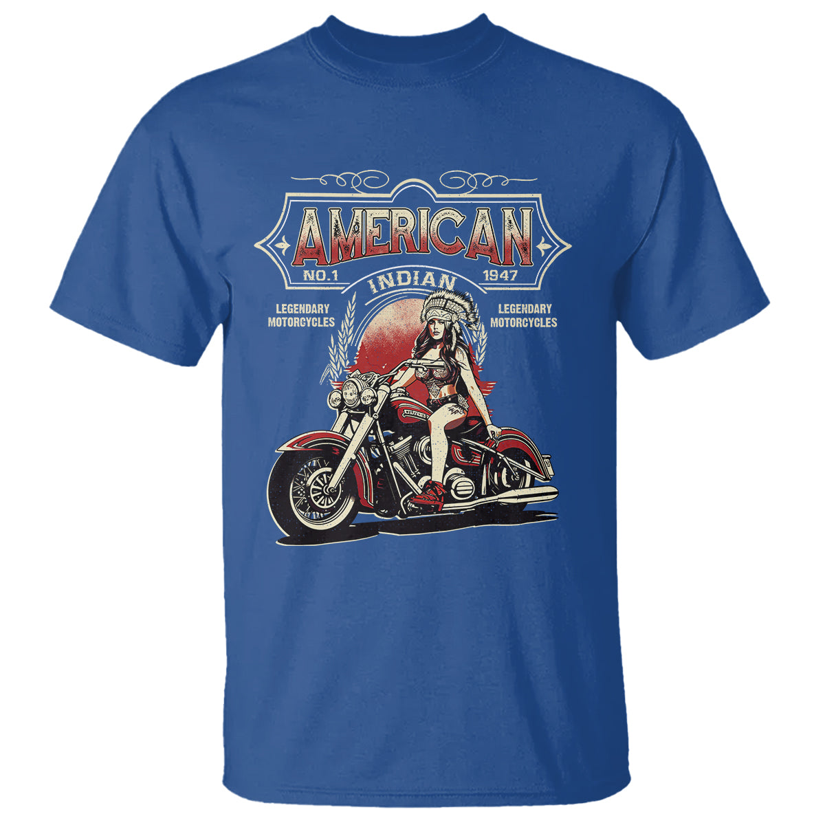 Motorcycle Rider T Shirt American Indian Legendary Retro Biker - Wonder Print Shop