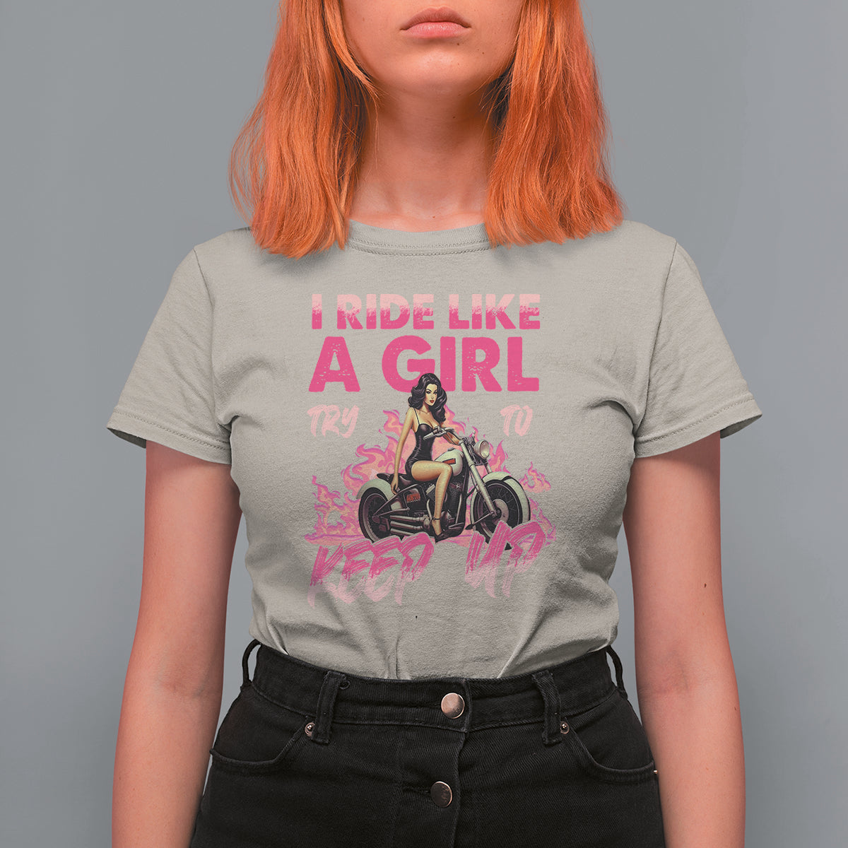 Motorcycle Rider T Shirt For Women I Ride Like A Girl Try To Keep Up - Wonder Print Shop