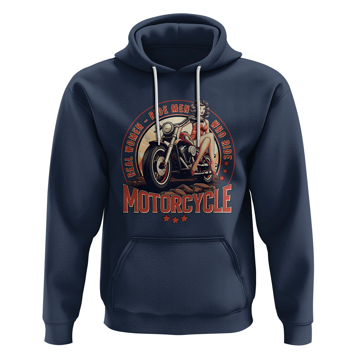 Real Women Ride Men Who Ride Motorcycles Retro Rider Lady Hoodie - Wonder Print Shop
