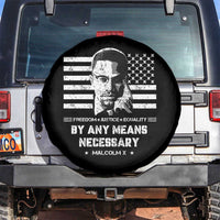 Malcolm X Spare Tire Cover By Any Means Necessary American Flag