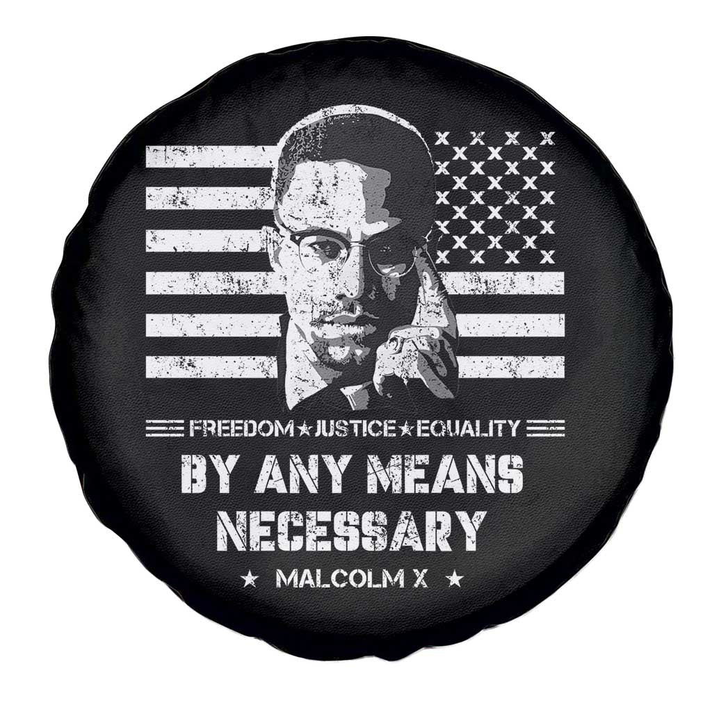 Malcolm X Spare Tire Cover By Any Means Necessary American Flag