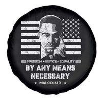 Malcolm X Spare Tire Cover By Any Means Necessary American Flag