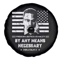 Malcolm X Spare Tire Cover By Any Means Necessary American Flag