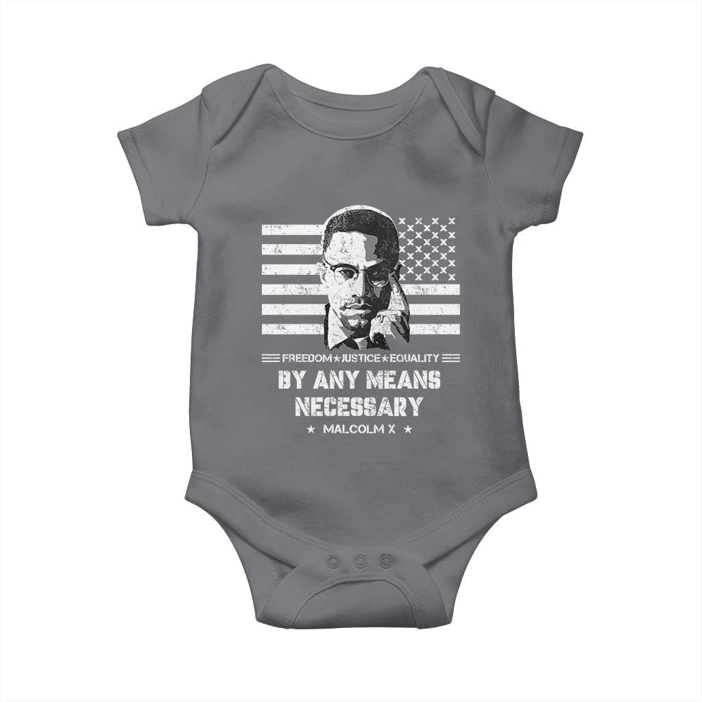 Malcolm X Baby Onesie By Any Means Necessary American Flag