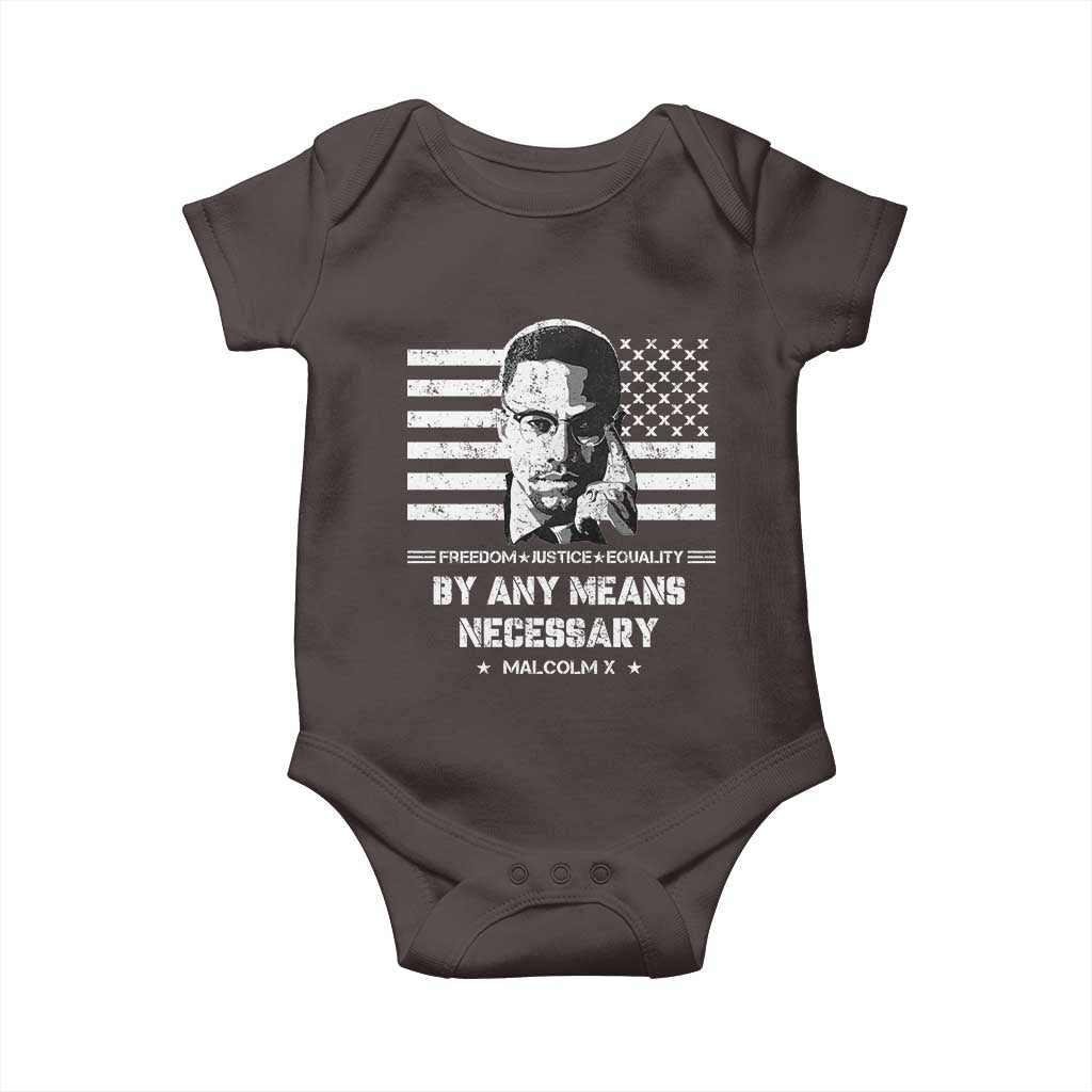 Malcolm X Baby Onesie By Any Means Necessary American Flag