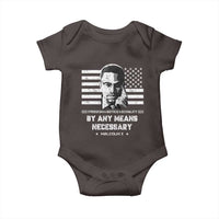 Malcolm X Baby Onesie By Any Means Necessary American Flag