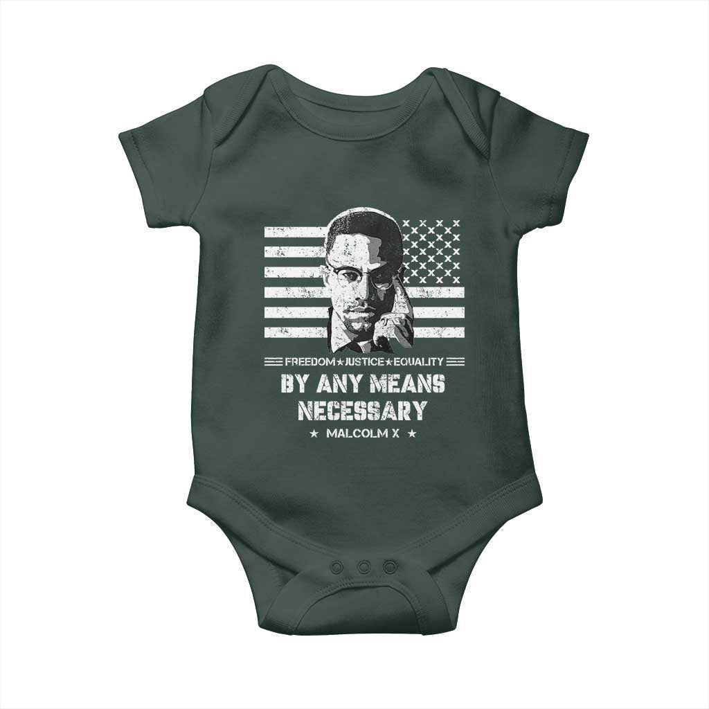 Malcolm X Baby Onesie By Any Means Necessary American Flag
