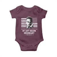 Malcolm X Baby Onesie By Any Means Necessary American Flag