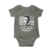 Malcolm X Baby Onesie By Any Means Necessary American Flag