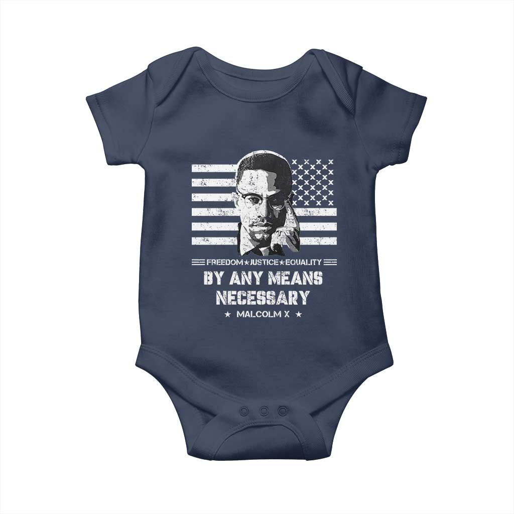Malcolm X Baby Onesie By Any Means Necessary American Flag