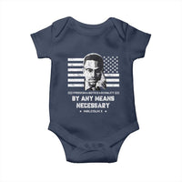 Malcolm X Baby Onesie By Any Means Necessary American Flag
