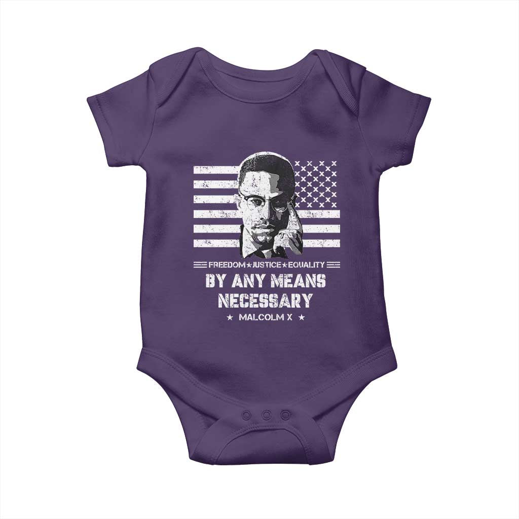 Malcolm X Baby Onesie By Any Means Necessary American Flag