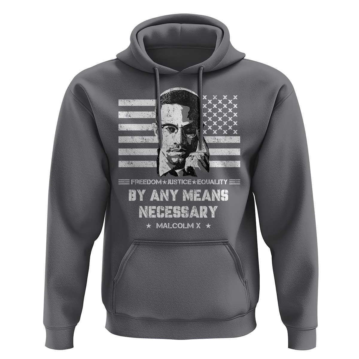 Malcolm X Hoodie By Any Means Necessary American Flag