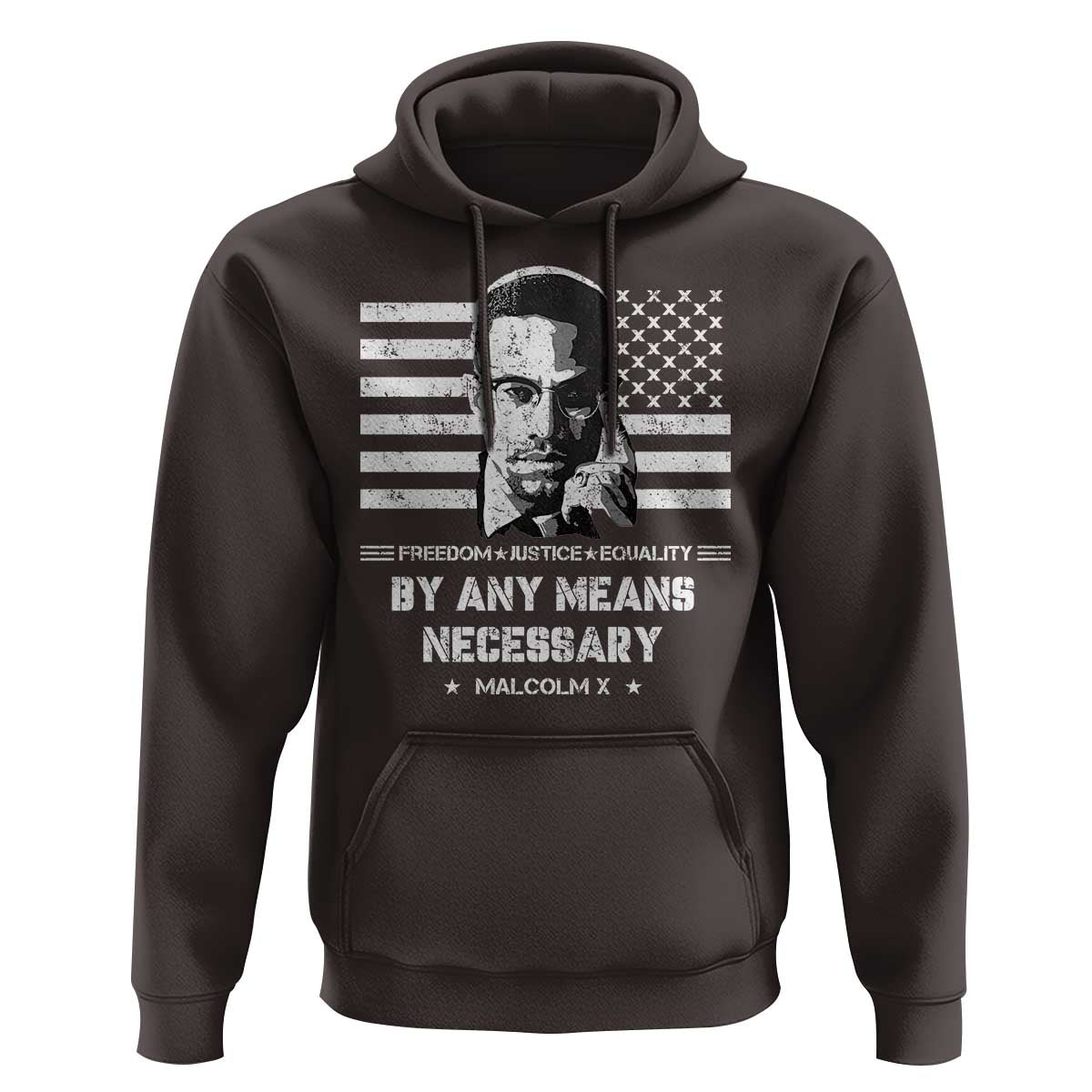 Malcolm X Hoodie By Any Means Necessary American Flag