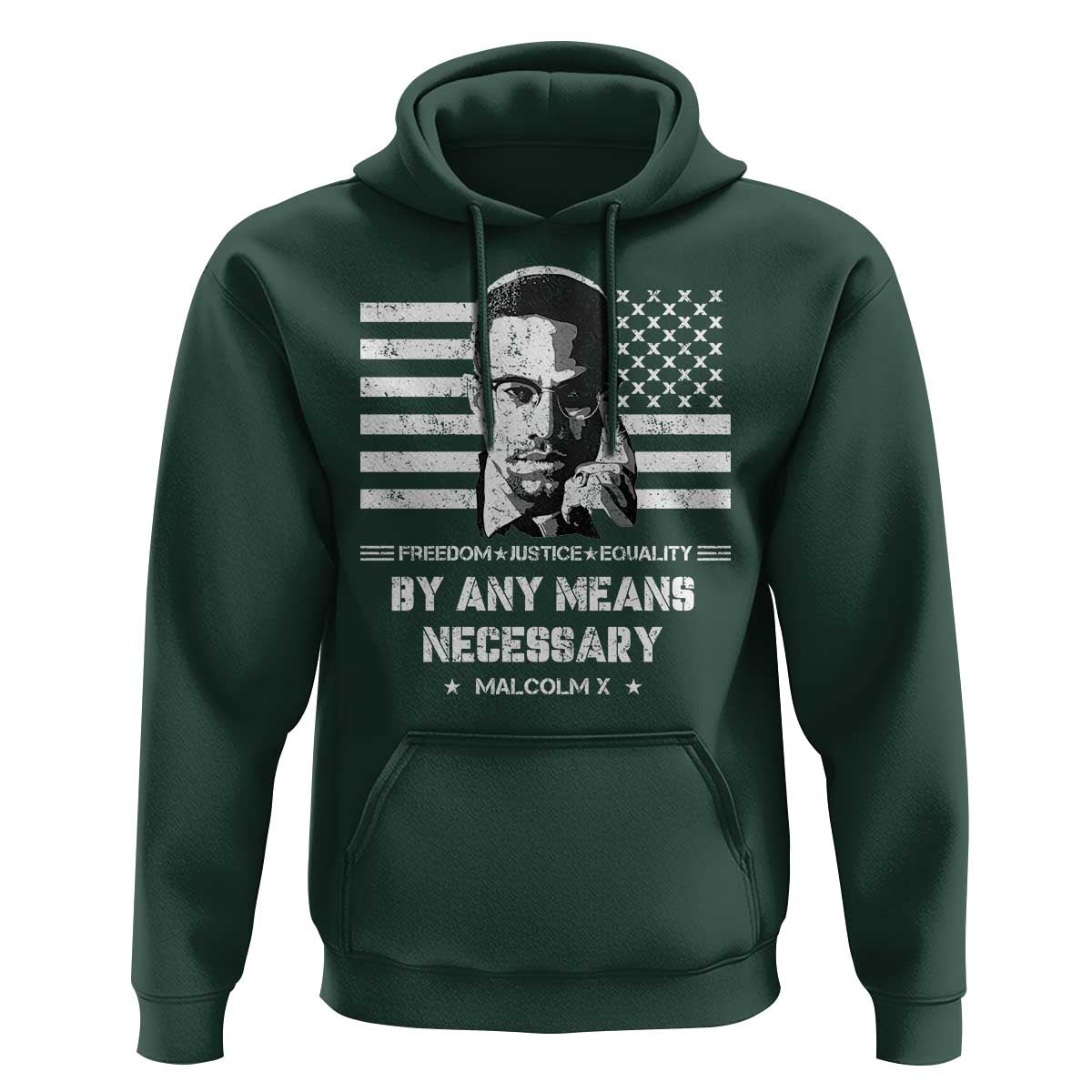 Malcolm X Hoodie By Any Means Necessary American Flag