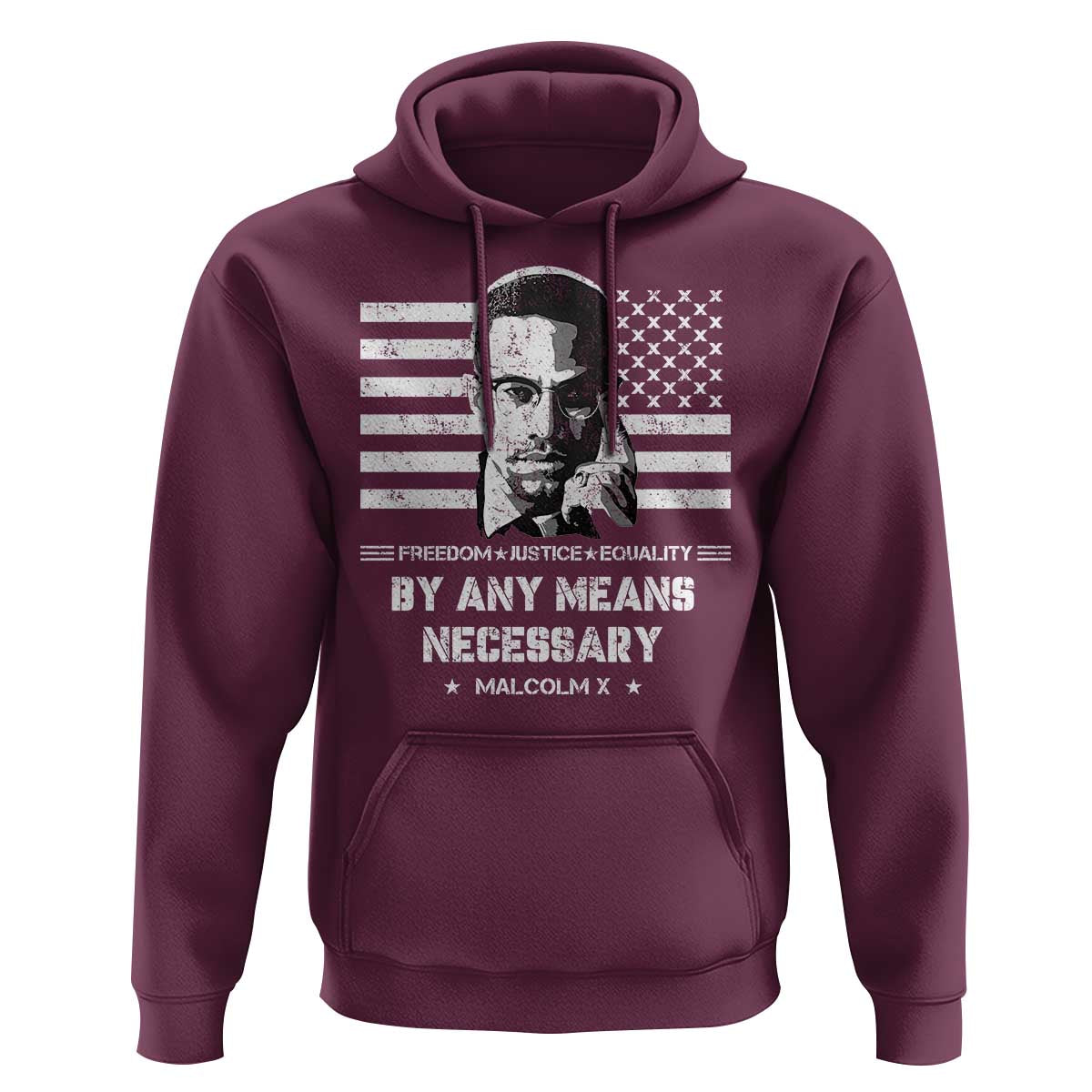 Malcolm X Hoodie By Any Means Necessary American Flag