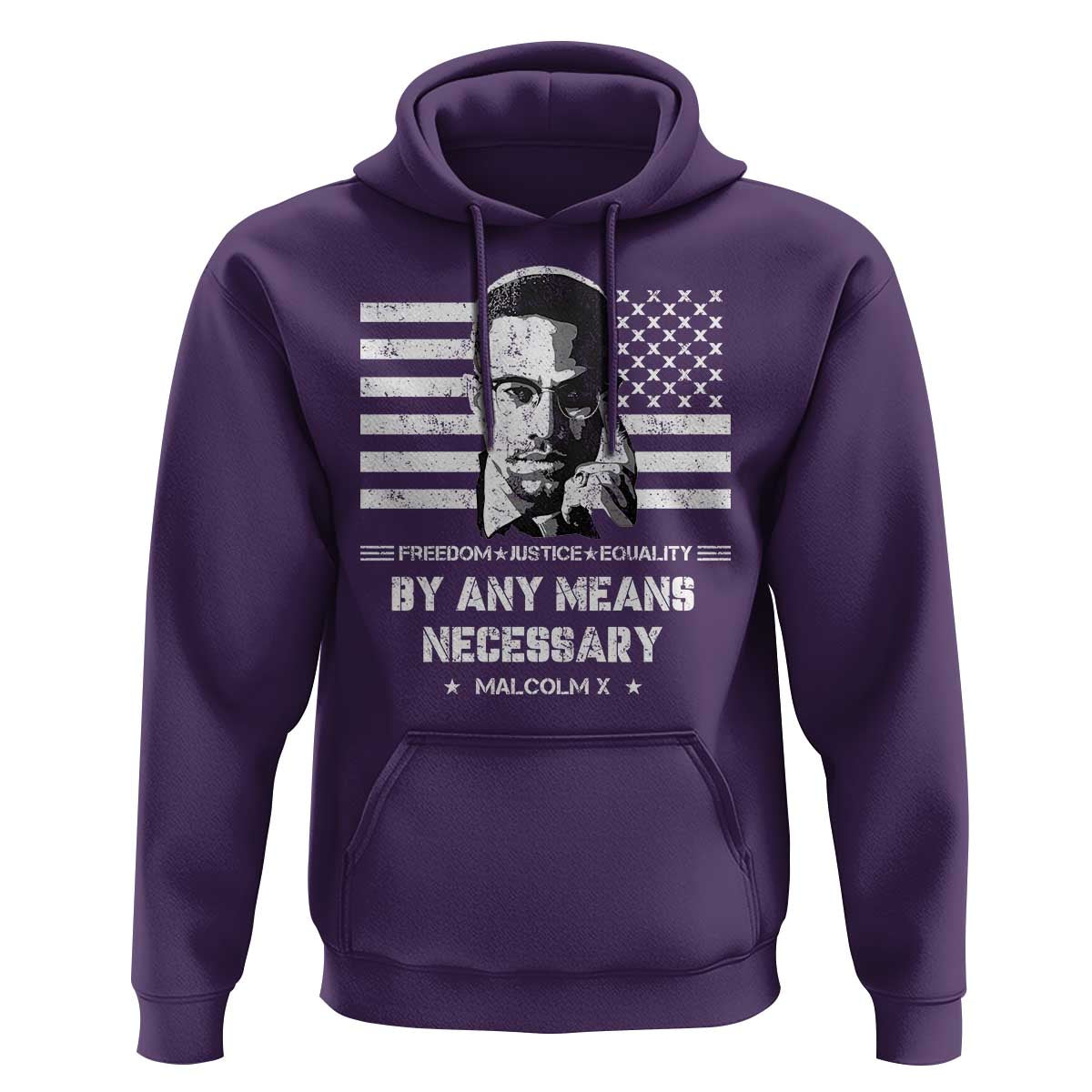 Malcolm X Hoodie By Any Means Necessary American Flag
