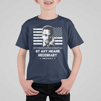 Malcolm X T Shirt For Kid By Any Means Necessary American Flag