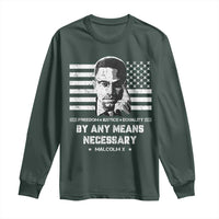 Malcolm X Long Sleeve Shirt By Any Means Necessary American Flag