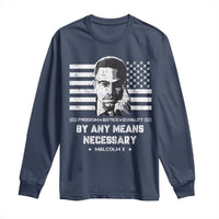 Malcolm X Long Sleeve Shirt By Any Means Necessary American Flag