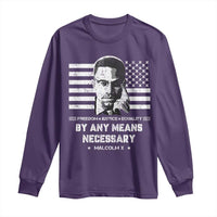 Malcolm X Long Sleeve Shirt By Any Means Necessary American Flag