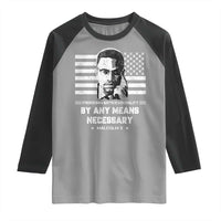 Malcolm X Raglan Shirt By Any Means Necessary American Flag