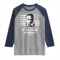 Malcolm X Raglan Shirt By Any Means Necessary American Flag