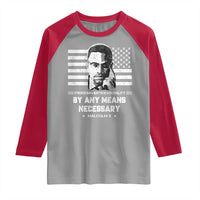 Malcolm X Raglan Shirt By Any Means Necessary American Flag