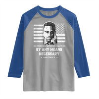 Malcolm X Raglan Shirt By Any Means Necessary American Flag