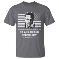 Malcolm X T Shirt By Any Means Necessary American Flag