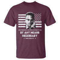 Malcolm X T Shirt By Any Means Necessary American Flag