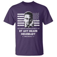 Malcolm X T Shirt By Any Means Necessary American Flag