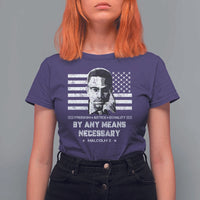 Malcolm X T Shirt For Women By Any Means Necessary American Flag