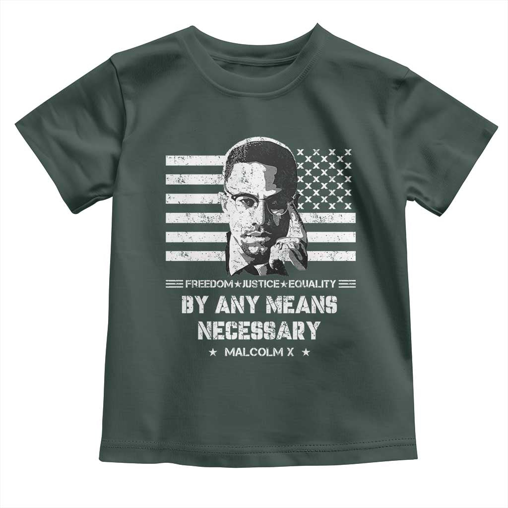 Malcolm X Toddler T Shirt By Any Means Necessary American Flag