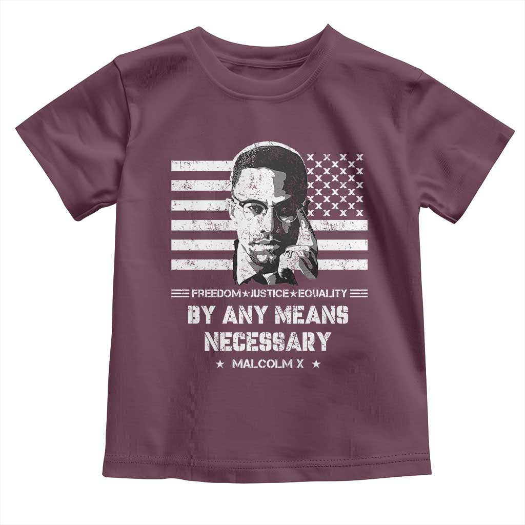 Malcolm X Toddler T Shirt By Any Means Necessary American Flag