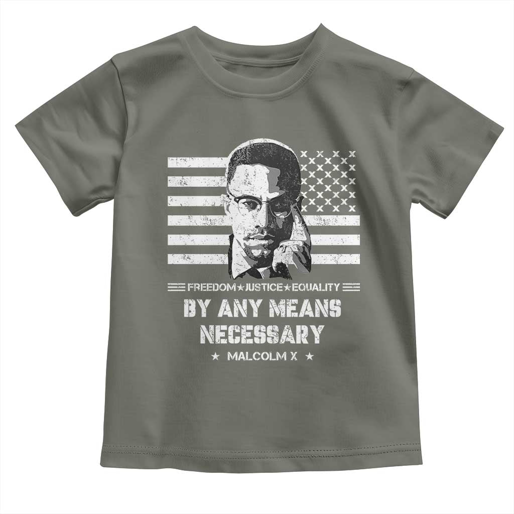 Malcolm X Toddler T Shirt By Any Means Necessary American Flag