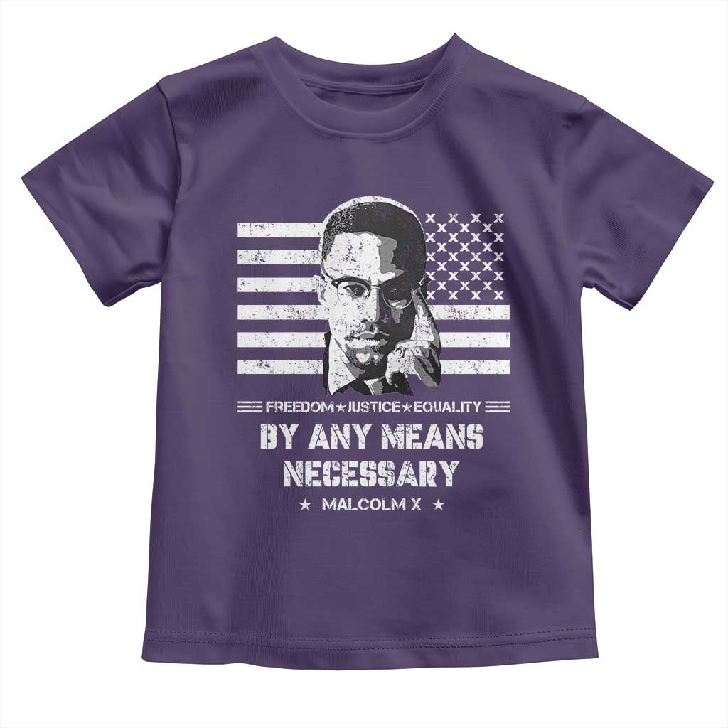 Malcolm X Toddler T Shirt By Any Means Necessary American Flag