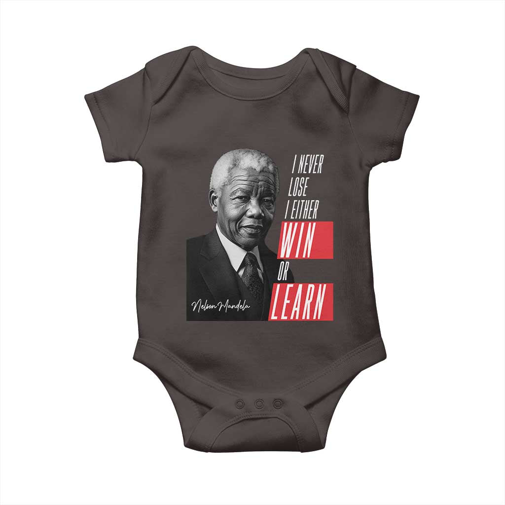 Nelson Mandela's Motivational Baby Onesie I Never Lose I Either Win Or Learn