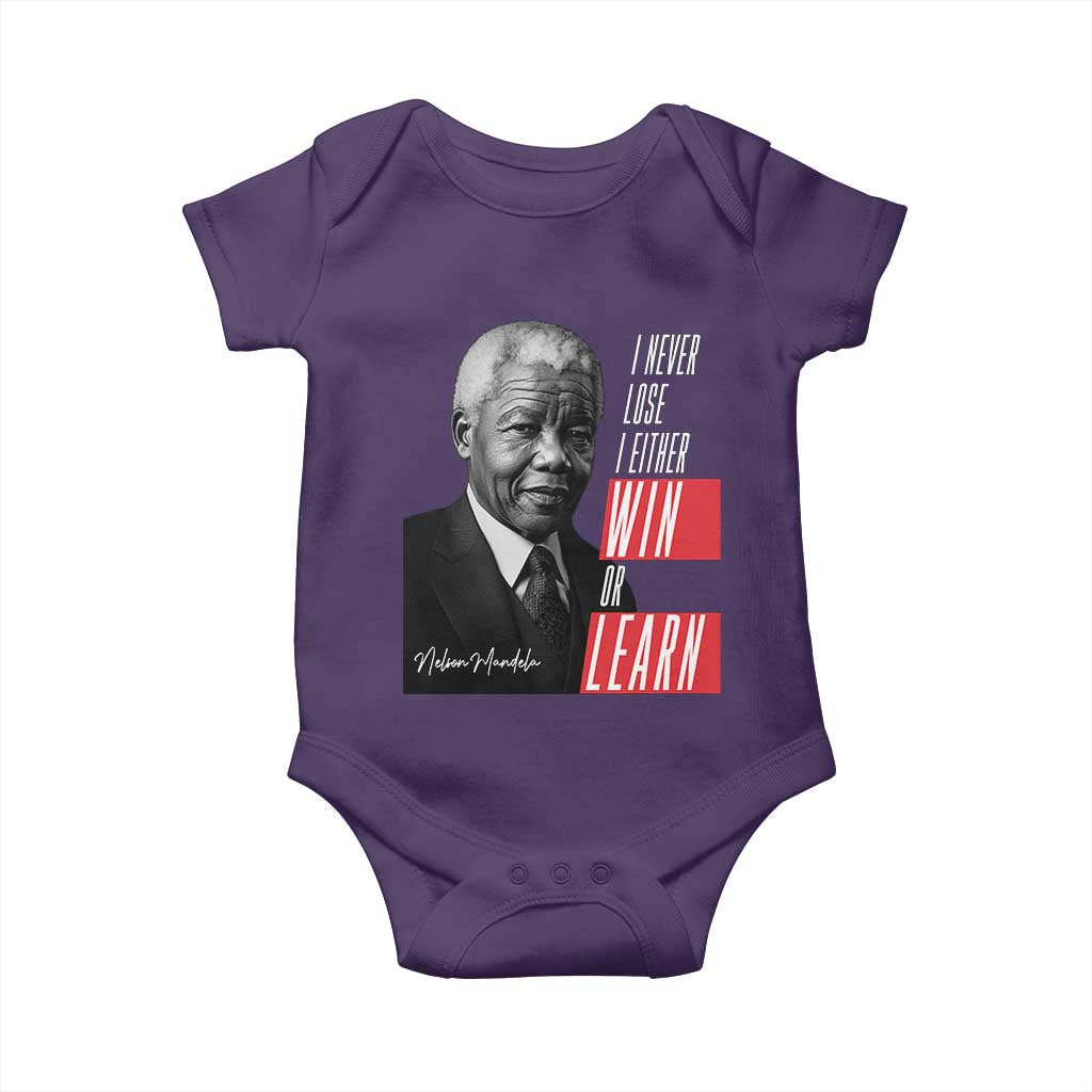 Nelson Mandela's Motivational Baby Onesie I Never Lose I Either Win Or Learn