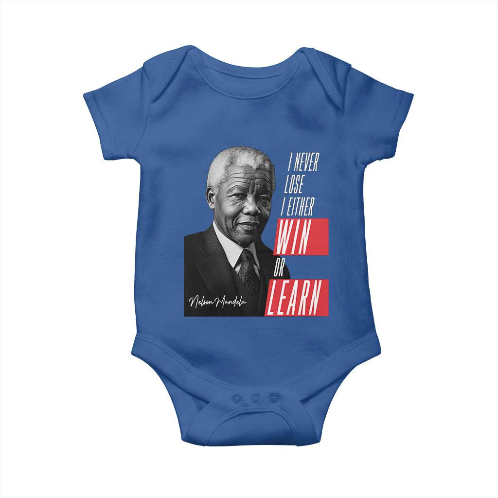 Nelson Mandela's Motivational Baby Onesie I Never Lose I Either Win Or Learn