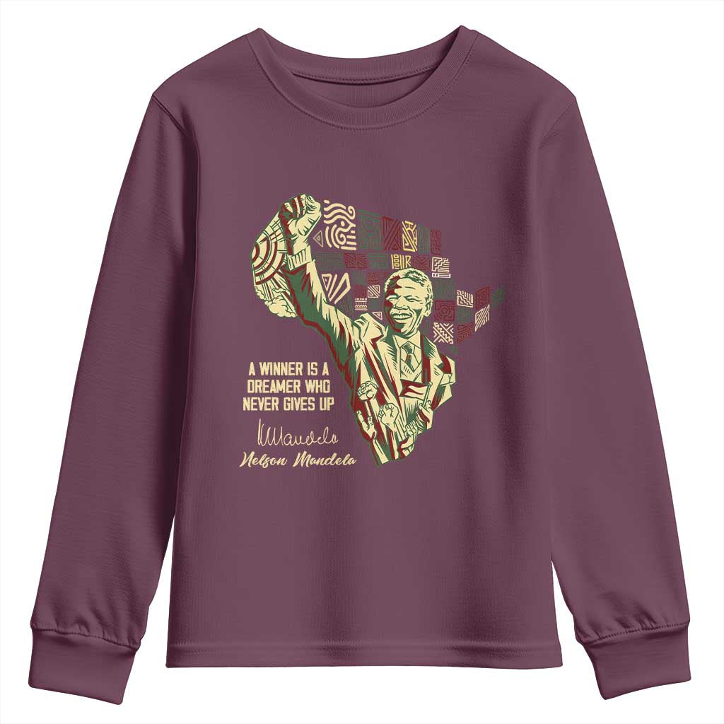 Nelson Mandela Youth Sweatshirt A Winner Is A Dreamer Who Never Gives Up