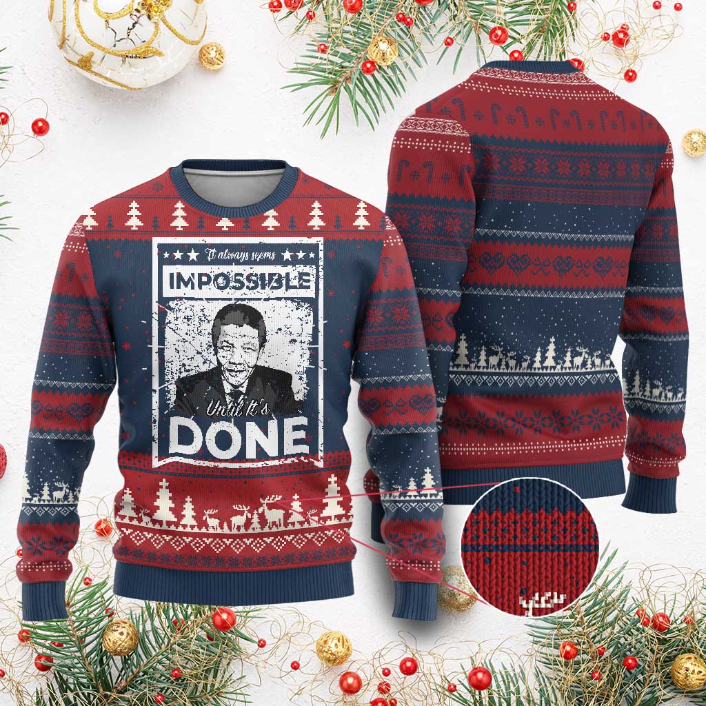 Nelson Mandela Ugly Christmas Sweater It Always Seems Impossible Until It's Done