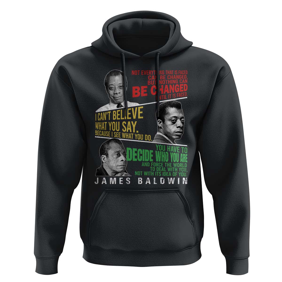 James Baldwin Hoodie Famous Quotes Nothing Can Be Changed Until It Is Faced