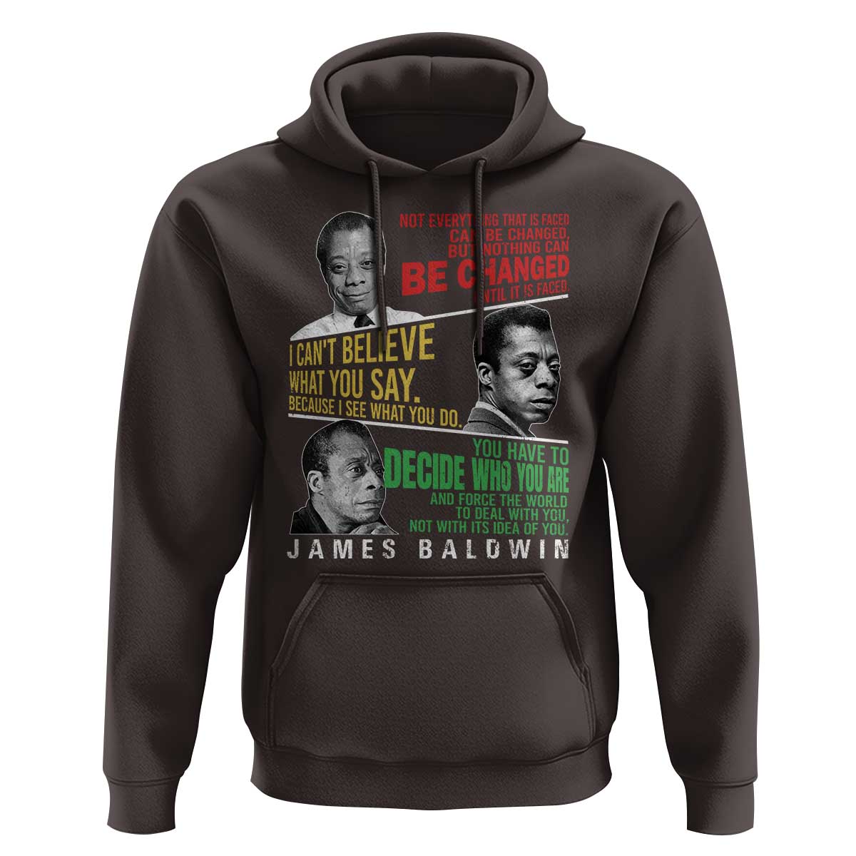 James Baldwin Hoodie Famous Quotes Nothing Can Be Changed Until It Is Faced