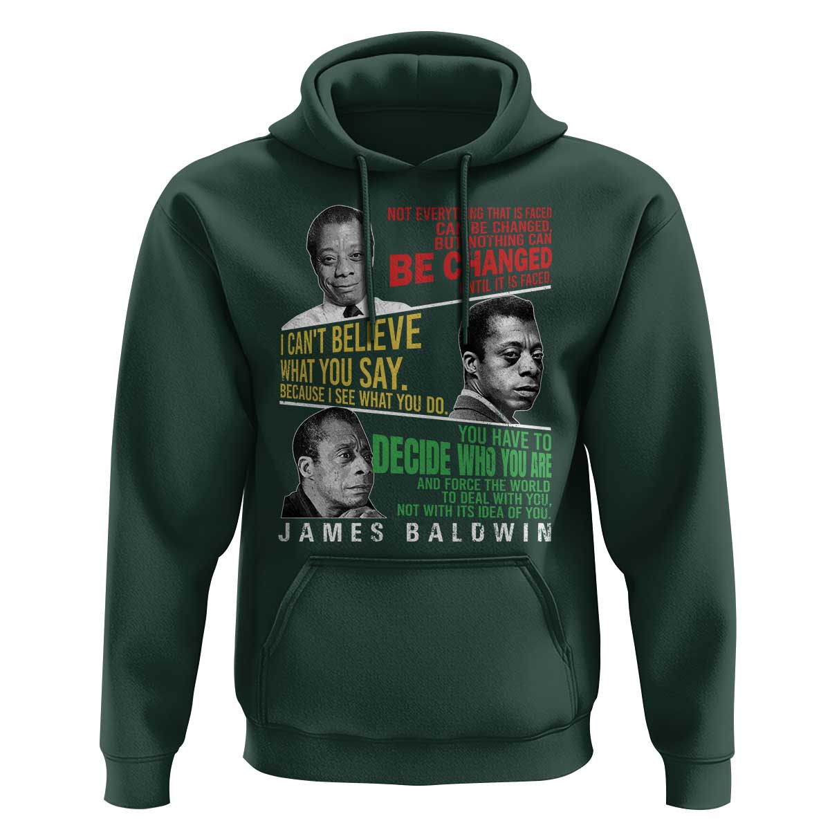 James Baldwin Hoodie Famous Quotes Nothing Can Be Changed Until It Is Faced