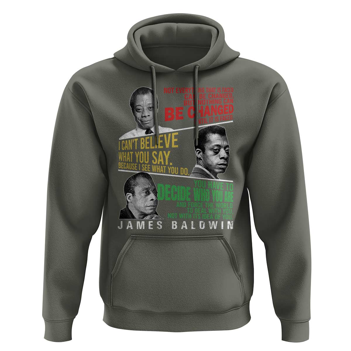 James Baldwin Hoodie Famous Quotes Nothing Can Be Changed Until It Is Faced