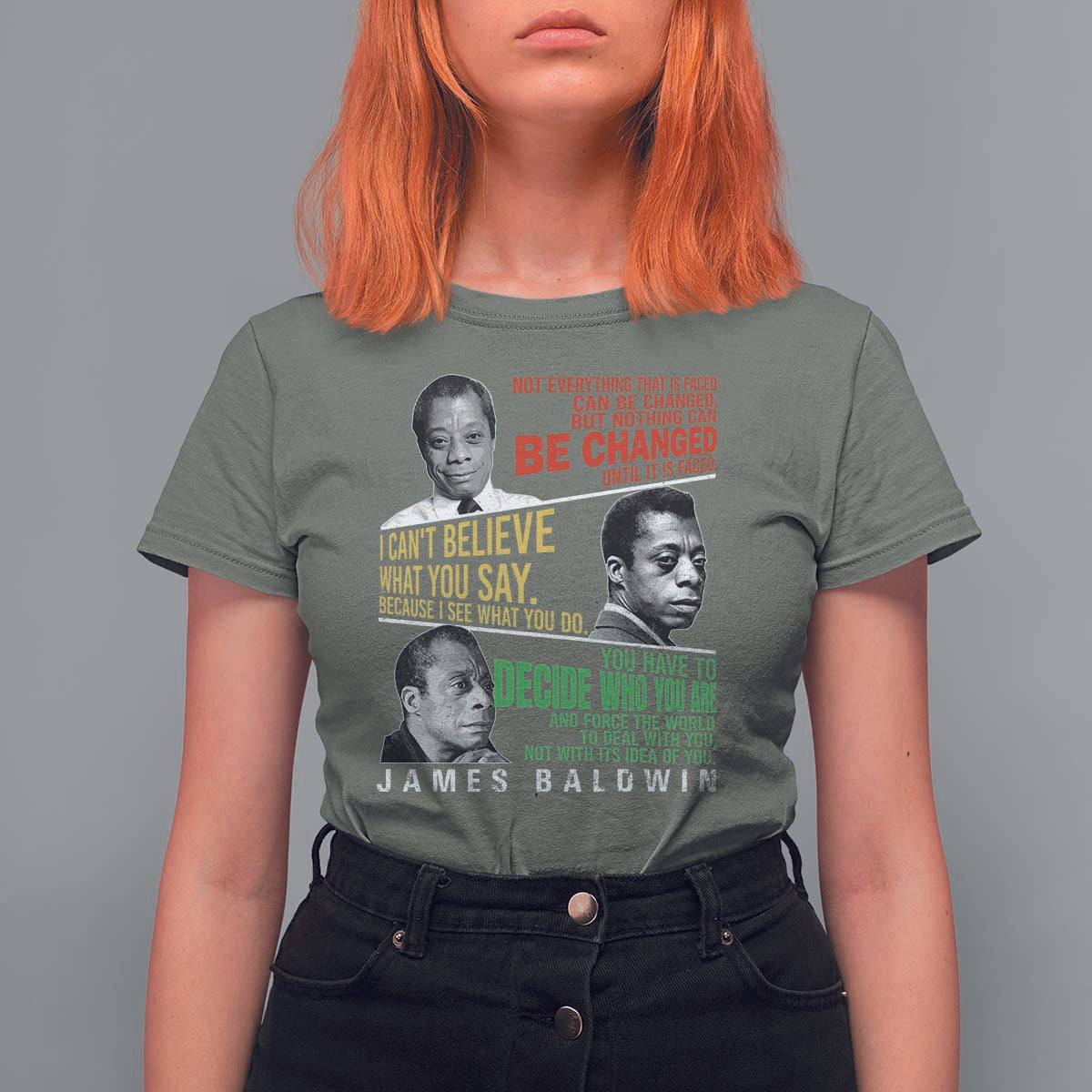 James Baldwin T Shirt For Women Famous Quotes Nothing Can Be Changed Until It Is Faced
