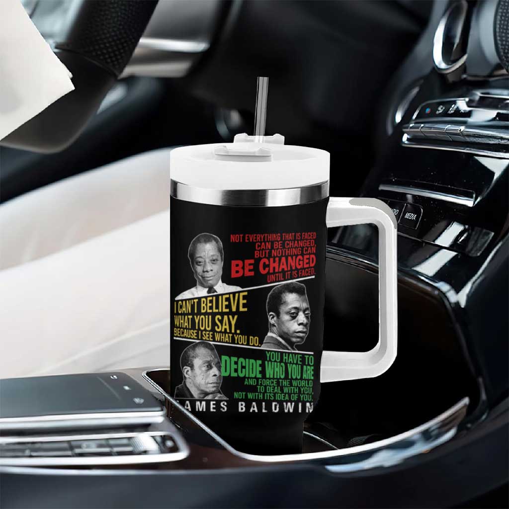 James Baldwin Tumbler With Handle Famous Quotes Nothing Can Be Changed Until It Is Faced