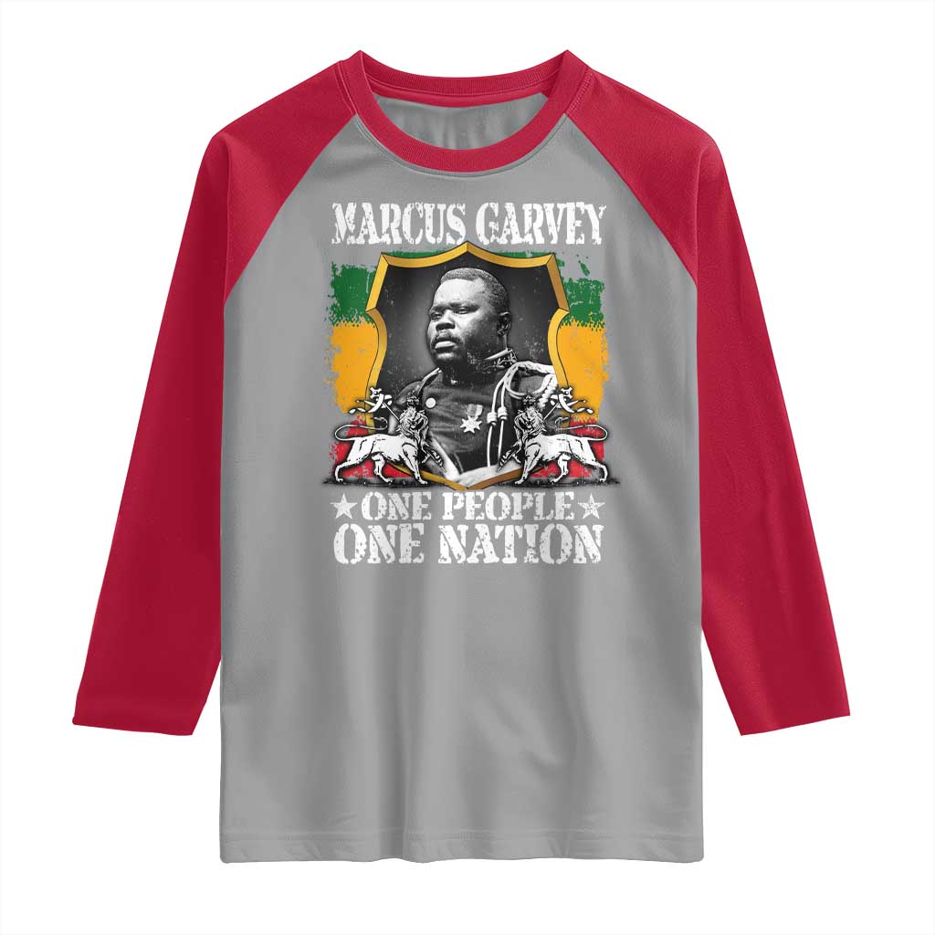 Marcus Garvey Raglan Shirt One People One Nation Jamaica Legends Rasta