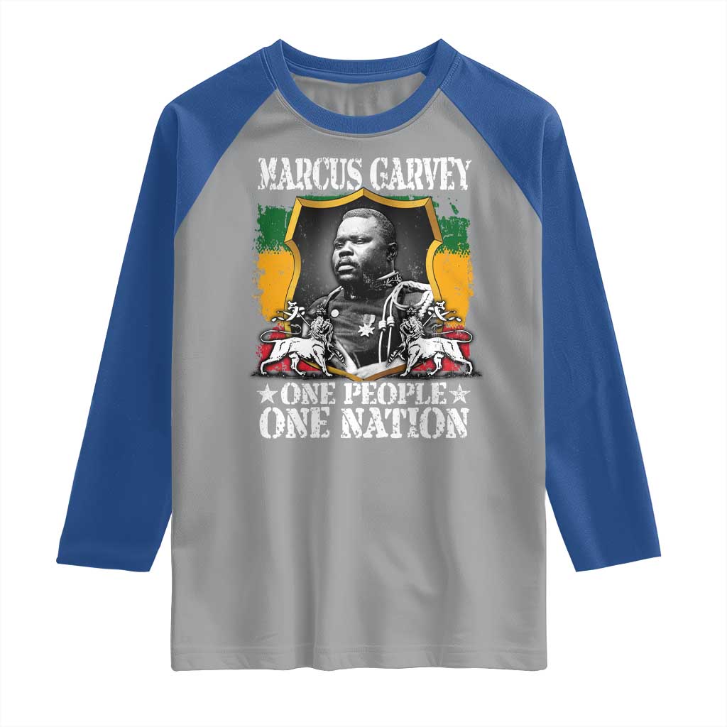 Marcus Garvey Raglan Shirt One People One Nation Jamaica Legends Rasta